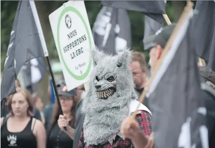  ?? ALICE CHICHE/AFP/GETTY IMAGES/FILES ?? A rally for the far-right group La Meute in Quebec City on Aug. 20. For some women, “Now it is less stigmatizi­ng to be ... seen as being on the far right,” says Aurélie Campana, Université Laval’s head of research on terrorism and extremism.