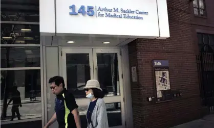  ??  ?? An entrance to the Tufts School of Medicine bearing the Sackler name on 25 September. Photograph: Steven Senne/AP