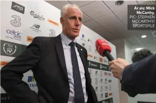  ??  ?? Ar ais: Mick McCarthy. PIC: STEPHEN MCCARTHY/ SPORTSFILE