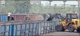  ?? ANI ?? Coal being loaded in goods train in Peeparwar on Friday.