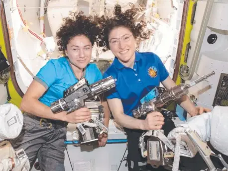  ?? Picture: AP ?? US astronauts Jessica Meir (left) and Christina Koch are the first all-female pair to make a space walk