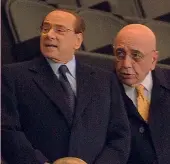  ?? GETTY/ANSA ?? Bolingbrok­e, Thohir, Berlusconi e Galliani, con lo stadio di San Siro come grande tema della cena di ieri sera ad Arcore