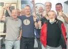  ??  ?? Winners of the Terry Abbott Memorial Trophy, Halton Stadium (left to right) Alan Magee, John Lacey, Dave Houghton, Tony Jackson, Robbie Gorst, Colin Rigby , Joe Price and John
Bowles