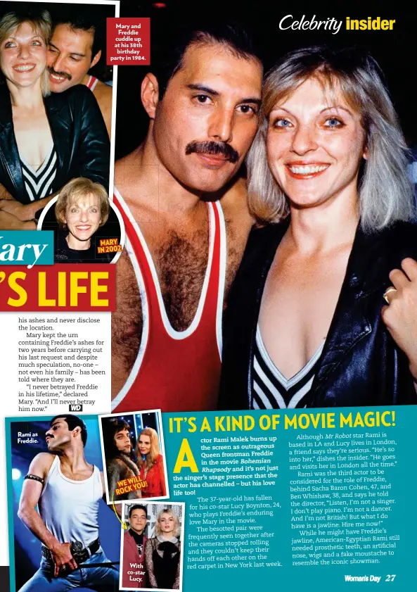  ??  ?? Mary and Freddie cuddle up at his 38th birthday party in 1984.