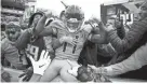  ?? ANDREW NELLES/TENNESSEAN.COM ?? Titans wide receiver A.J. Brown (11) celebrates with fans after scoring a touchdown against the Houston Texans on Dec. 15, 2019.