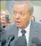  ?? AFP ?? Lindsey Graham speaks to the media after the briefing.