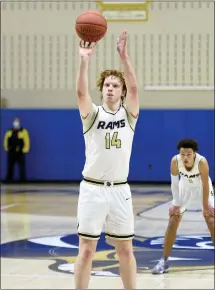  ?? OWEN MCCUE - MEDIANEWS GROUP ?? Spring-Ford’s Jake Kressley sinks a free throw to seal Spring-Ford’s 51-48 win over Methacton on Tuesday.