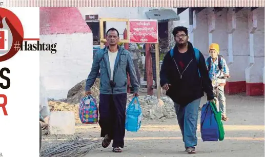  ?? EPA PIC ?? Myanmar freelance journalist Aung Naing Soe (right) walking out from the Yamethin prison in Mandalay, Myanmar yesterday.