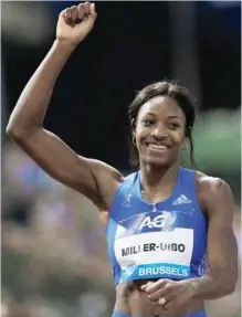  ?? — Reuters ?? Shaunae Miller-Uibo of the Bahamas celebrates winning the women’s 400 metres.
