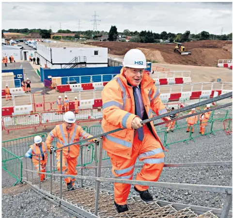  ??  ?? Boris Johnson visited Solihull in the West Midlands yesterday to celebrate the constructi­on of Phase One of the route, hailing the ‘tens of thousands of jobs’ created in the future