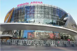  ?? (AP photo/David Becker, File) ?? T-Mobile Arena stands in Las Vegas, Feb. 1, 2022. With sports betting abound, the NCAA has no qualms about placing its college basketball championsh­ips in Las Vegas. The West Region games at the arena are among nine championsh­ip events the NCAA awarded to the city in 2020.
