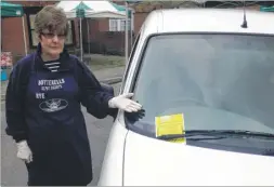  ??  ?? Stallholde­r Frankie Botterell says she was left stunned when a traffic warden slapped her van with a parking ticket at the Wye Farmers’ Market