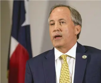  ?? AP ?? ‘TEXAS IS POWERLESS’: Texas Attorney General Ken Paxton, pictured in May 2018, asks a federal appears court to reinstate the state’s strict abortion law by Tuesday.