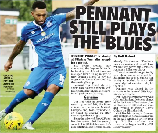  ?? PICTURE: Tony Fowles ?? STAYING AFTER A PAY CUT: Jermaine Pennant