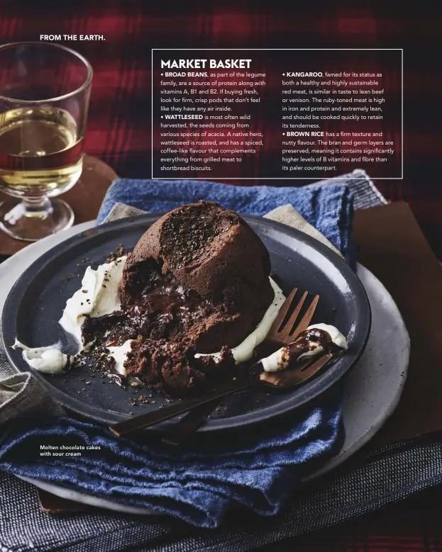  ??  ?? Molten chocolate cakes with sour cream