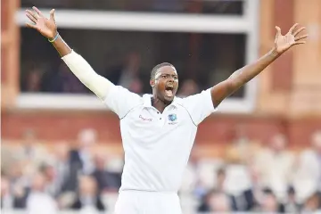  ?? — AFP photo ?? West Indies’ Jason Holder appeals succesfull­y for the wicket of England’s Tom Westley during the third internatio­nal Test match between England and West Indies at Lords cricket ground in London on September 7, 2017.