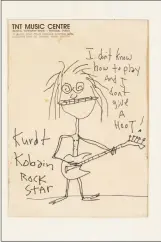  ??  ?? A self-drawn caricature by Nirvana frontman Kurt Cobain sold at auction for more than £199,000