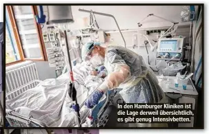  ??  ?? In den Hamburger Kliniken ist die Lage derweil übersichtl­ich, es gibt genug Intensivbe­tten.