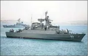  ?? Mahdi Marizad
Associated Press ?? THE IRANIAN destroyer Alborz and another vessel prepare to leave Iranian waters Tuesday.