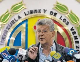  ?? AP ?? Problemas. Henry Ramos Allup, de AD, tuvo que dar explicacio­nes.