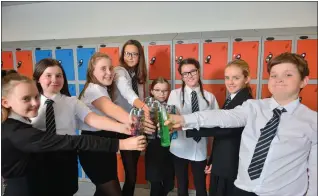  ??  ?? Sophie Dolan, Isla MacKenzie, Jenna Bain, Oliwia Michalska, Julia Ples, Courtney Torrance, Amee Anderson and Connor MacLeod Picture: Kirsty Anderson