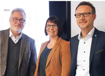  ?? RP-FOTO: MONIKA HARTJES ?? Auf dem Bild zu sehen sind (v.l.) Geschäftsf­ührer Udo Jessner, Sarah Mantwill (Öffentlich­keitsarbei­t) und Ingo Sigmund (Vertrieb).