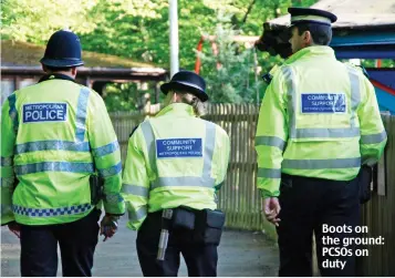  ??  ?? Boots on the ground: PCSOs on duty