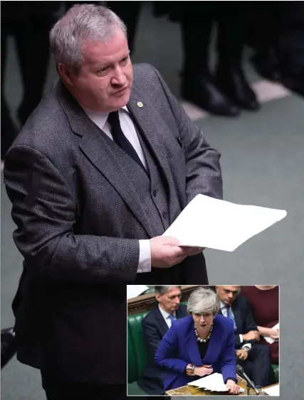  ?? Picture: Jessica Taylor/pa ?? „ SNP Westminste­r leader Ian Blackford and Prime Minister Theresa May clashed in a stormy PMQS.