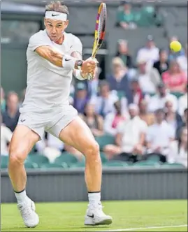  ?? AP ?? Rafael Nadal in action against Argentina's Francisco Cerundolo at Wimbledon on Tuesday.