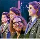  ??  ?? Tim Minchin poses with the cast of Matilda, the musical stage show of a little girl with two very different teachers.