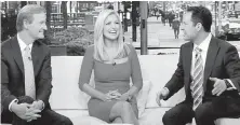  ??  ?? Steve Doocy, left, Ainsley Earhardt and Brian Kilmeade are co-hosts of Fox & Friends, the morning television show of choice for President Donald Trump and his fans.