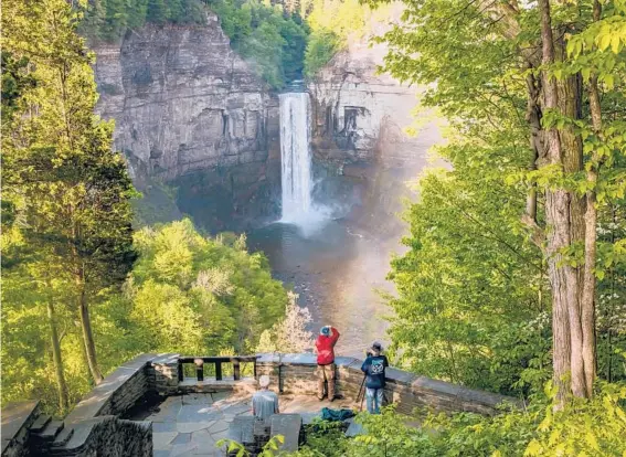 ?? TONY CENICOLA/THE NEW YORK TIMES ?? Ithaca’s central location in New York’s Finger Lakes region offers easy access to many attraction­s, such as Taughannoc­k Falls State Park, seen here.
