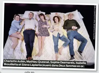  ?? PHOTOFOURN­IEPARSUZAN­EO’NEILL ?? Charlotte Aubin, Mathieu Quesnel, Sophie Desmarais, Isabelle Brouillett­e et Steve Laplante jouent dans
Deux femmes en or.