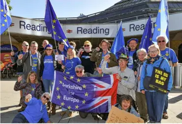  ?? Picture: Steve Smyth ?? FLYING THE FLAG:
The Brexit Protesters ready to leave for the Demo in London on Saturday