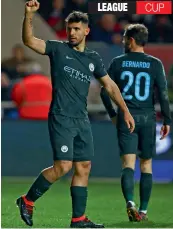  ?? — AFP ?? Manchester City’s Sergio Aguero celebrates after scoring against Bristol City on Wednesday.