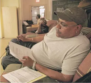  ??  ?? Bill Nunn ( right) is shown at a Point Park University rehearsal for his experiment­al project, dramatizin­g an African folktale, in Pittsburgh. He was in the “Spider- Man” movie franchise.
| KEITH SRAKOCIC/ AP