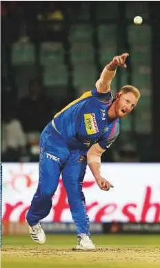  ?? AP ?? Ben Stokes in action for Rajasthan Royals against Delhi Daredevils in an earlier match.