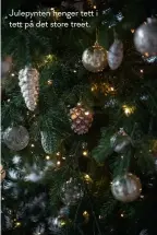  ??  ?? Julepynten henger tett i tett på det store treet.