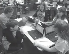  ??  ?? Math skills: Parkers Chapel third-graders are practicing their math skills after school. Pictured are Kailey Donahue, Emma Purifoy, Kaylee Housdan, Jack Battisto and Landon Russell.