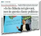  ??  ?? L’intervista ad Andrea Cecccherin­i da cui ha preso il via il dibattito sulla classe dirigente