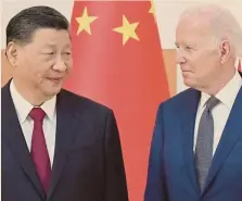  ?? AFP ?? Colloquio. Il presidente cinese Xi Jinping ( a sinistra) e quello americano Joe Biden