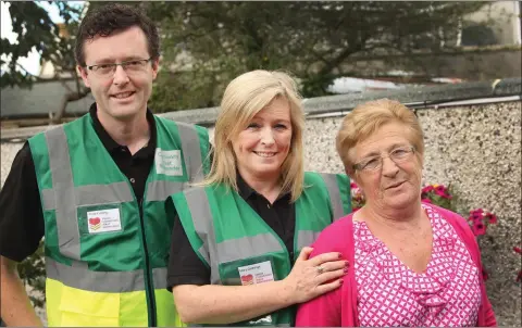  ??  ?? Enda Furlong, Ferns Community First Responders; Mary Gethings, Ferns Community First Responders and her mother Bridie Ryan of Coolbawn Square, Ferns.