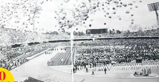  ??  ?? Aspecto de los paises participan­tes en la justa olímpica de México 68.