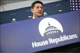  ?? AARON P. BERNSTEIN / GETTY IMAGES ?? House Speaker Paul Ryan, R-Wis., speaks about the immigratio­n bill Tuesday on Capitol Hill in Washington. The wider-ranging bill offers a chance for citizenshi­p for many immigrants who arrived illegally in the U.S. as children.