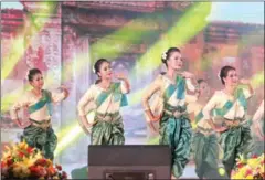  ?? HONG MENEA ?? Dancers perform at the Olympic Stadium during a celebratio­n marking Preah Vihear Temple and Sambor Prei Kuk’s recognitio­n as World Heritage Sites.