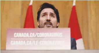  ??  ?? Justin Trudeau, en conférence de presse, vendredi, à Ottawa. - La Presse canadienne