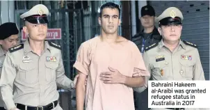  ??  ?? Bahraini Hakeem al-Araibi was granted refugee status in Australia in 2017