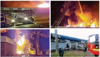  ??  ?? Les pompiers ont lutté plus de six heures pour éteindre le feu (photos amateurs).