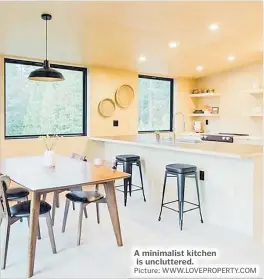  ?? Picture: WWW.LOVEPROPER­TY.COM ?? A minimalist kitchen is uncluttere­d.
