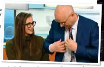  ??  ?? ALL SMILES:
Grace Blakeley and, right, the moment Iain Dale storms off the GMB set